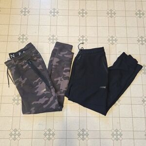 (2)American Eagle Active Flex Jogger Sweat Pants Tapered Camo & Black Mens  Sz L